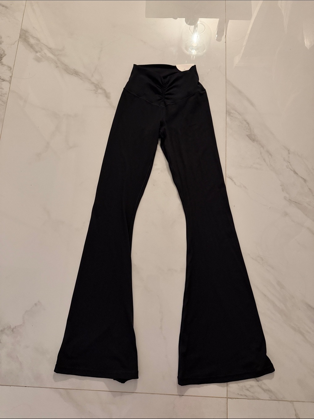 Women's Black Flared Yoga Pants with V-Waistband
